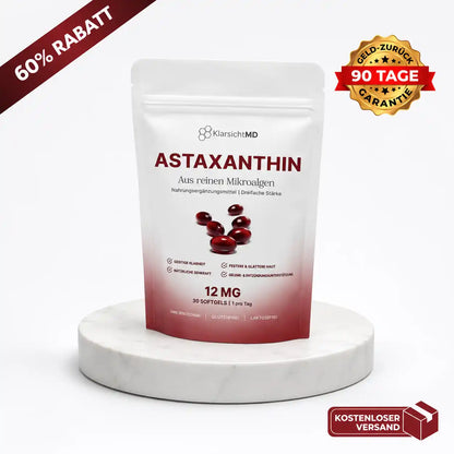 KlarsichtMD Astaxanthin – Bekämpft oxidativen Stress auf natürliche Weise, um das Gleichgewicht von innen und außen wiederherzustellen..