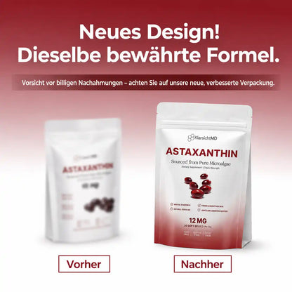 KlarsichtMD Astaxanthin – Bekämpft oxidativen Stress auf natürliche Weise, um das Gleichgewicht von innen und außen wiederherzustellen..