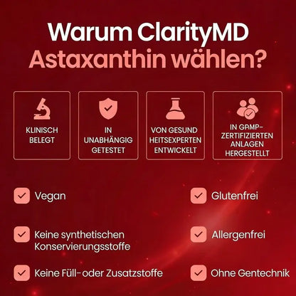 KlarsichtMD – Astaxanthin 12 mg Weichkapseln – Stellt auf natürliche Weise die Durchblutung und Energie wieder her und schützt lebenswichtige Organe