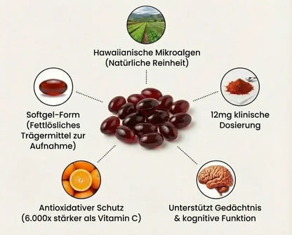 KlarsichtMD Astaxanthin – Bekämpft oxidativen Stress auf natürliche Weise, um das Gleichgewicht von innen und außen wiederherzustellen.