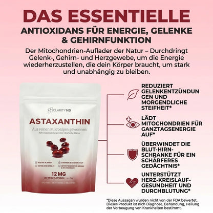KlarsichtMD Astaxanthin – Schützt Ihre Augenzellen auf natürliche Weise und stellt eine scharfe, klare Sicht wieder her