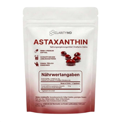 KlarsichtMD Astaxanthin – Bekämpft oxidativen Stress auf natürliche Weise, um das Gleichgewicht von innen und außen wiederherzustellen.