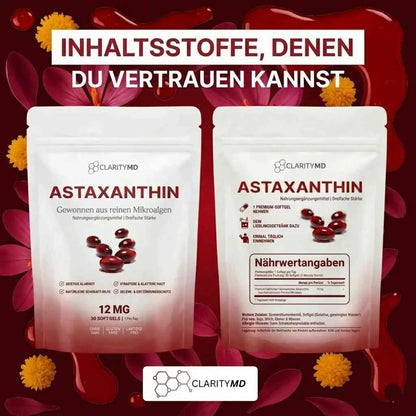 KlarsichtMD – Astaxanthin 12 mg Weichkapseln – Stellt auf natürliche Weise die Durchblutung und Energie wieder her und schützt lebenswichtige Organe