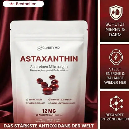 KlarsichtMD Astaxanthin – Bekämpft oxidativen Stress auf natürliche Weise, um das Gleichgewicht von innen und außen wiederherzustellen.