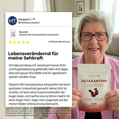 KlarsichtMD Astaxanthin – Schützt Ihre Augenzellen auf natürliche Weise und stellt eine scharfe, klare Sicht wieder her