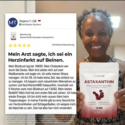 KlarsichtMD – Astaxanthin 12 mg Weichkapseln – Stellt auf natürliche Weise die Durchblutung und Energie wieder her und schützt lebenswichtige Organe
